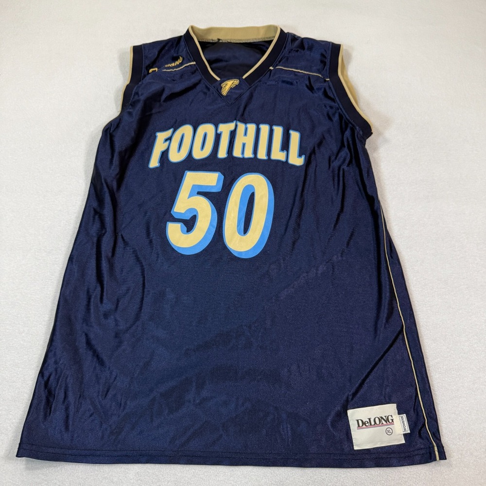 DeLong Basketball‎ Jersey Women's XL Navy Blue Foothill Falcons #50 Sleeveless